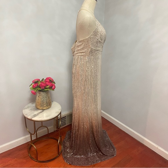 Ieena Mac Duggal Ombré Sequined Twisted Chest Mermaid Gown - New W/ Tag- Reemoly - Picture 9 of 15